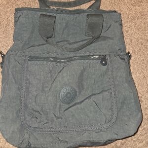 Green Tote Bag with Front Pocket